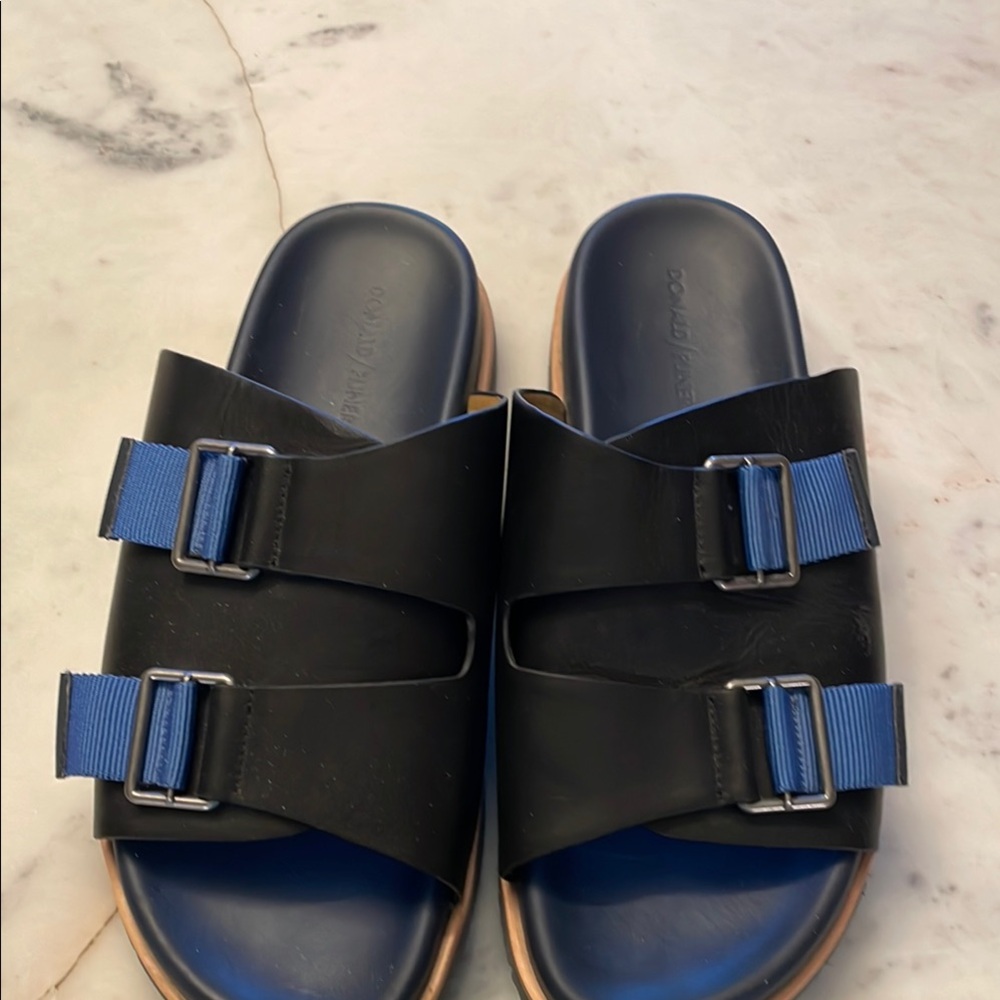 Men's Black and Blue Sandals